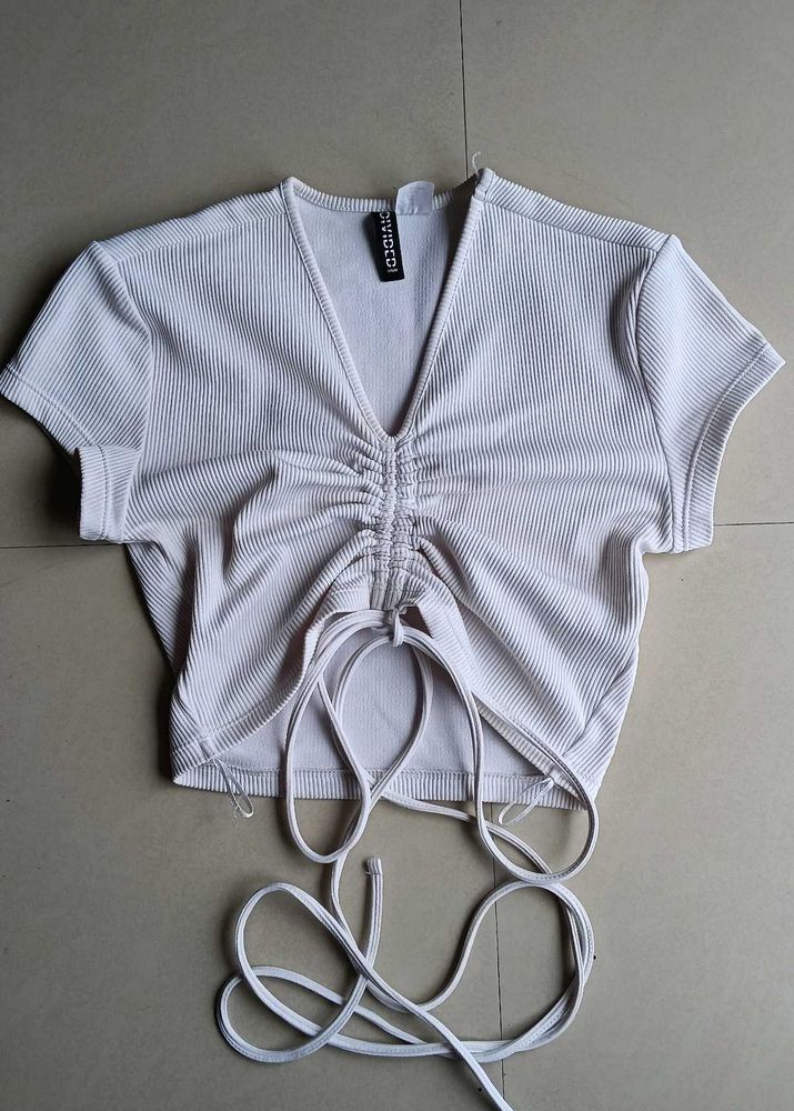 🤍 H&amp;M White Ribbed Crop Top 🤍