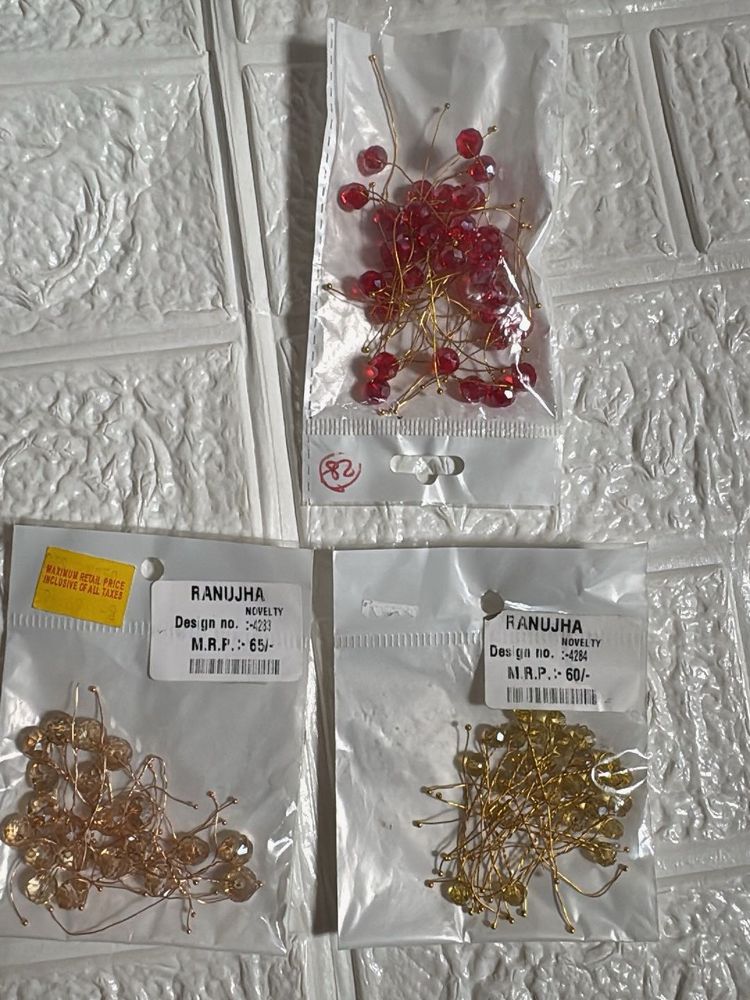 Beaded Jewelry Charms-Red Yellow &amp; Rose Gold