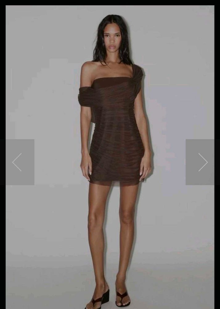 Sheer Ruched Bodycon Mini Dress