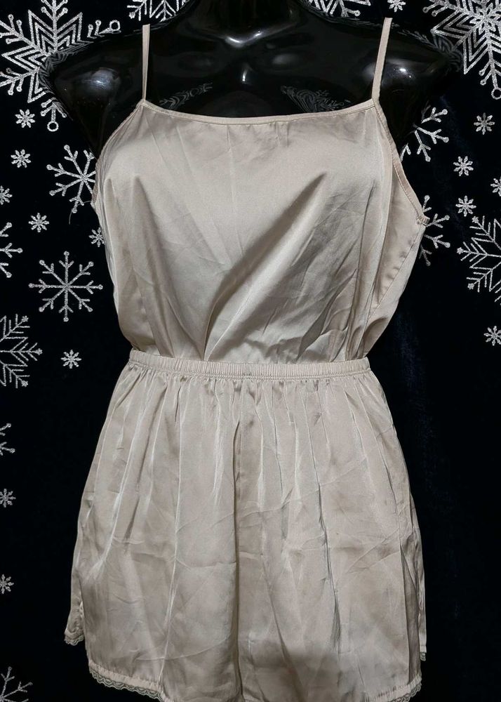 Satin Camisole with Shorts set Cream color