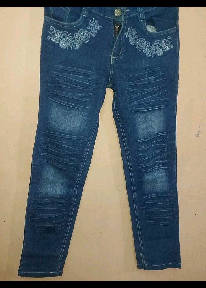 Embroidered Denim Jeans for Girls
