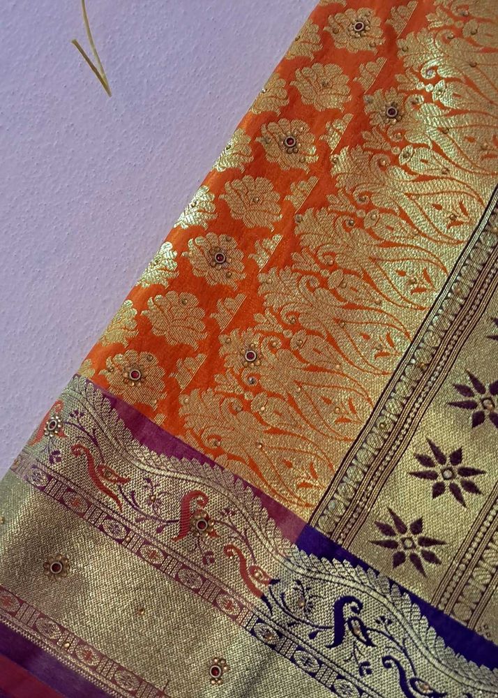 Vibrant Orange Saree