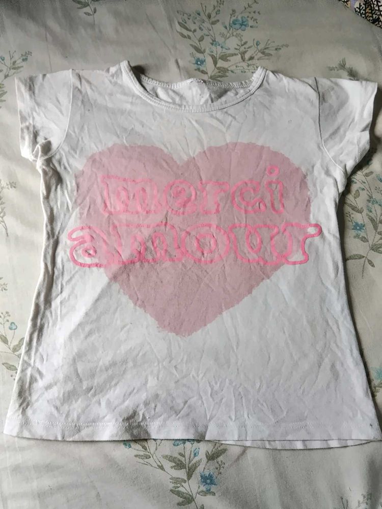 White Heart Print T-Shirt