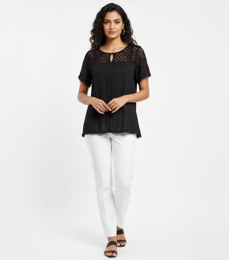 Black Lace Detail Top