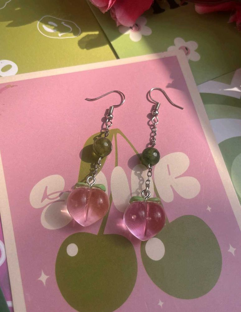 Cute Peach Drop Earrings 🍑