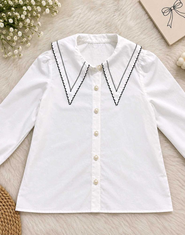 White Shirt for Women with Stylish Collar
