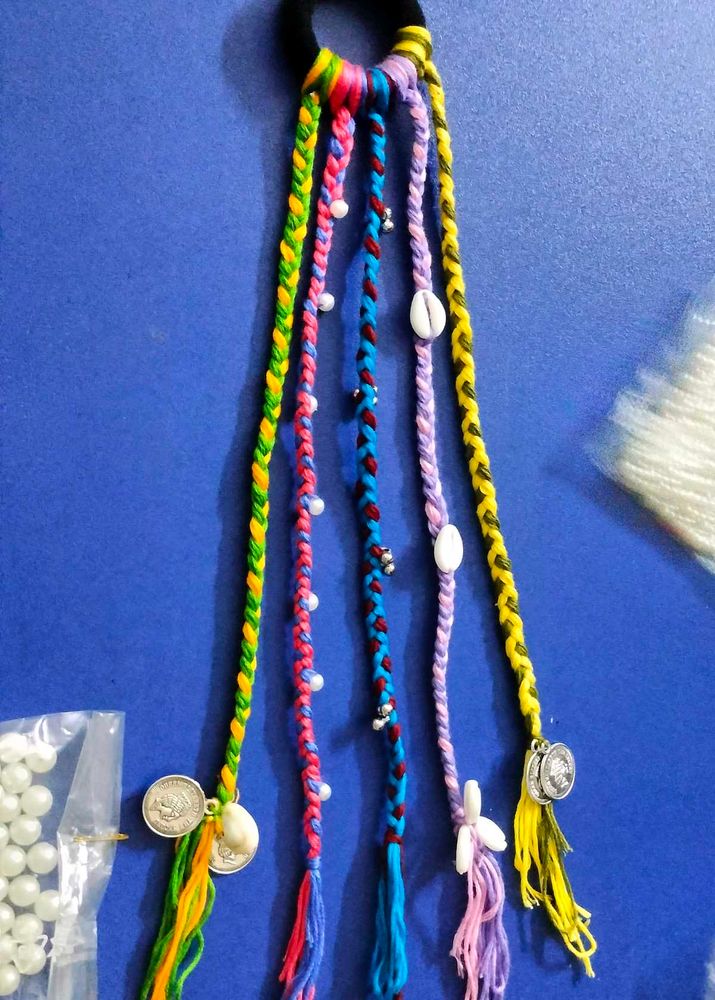 Navratri Boho Braided Hair Tie with Charms