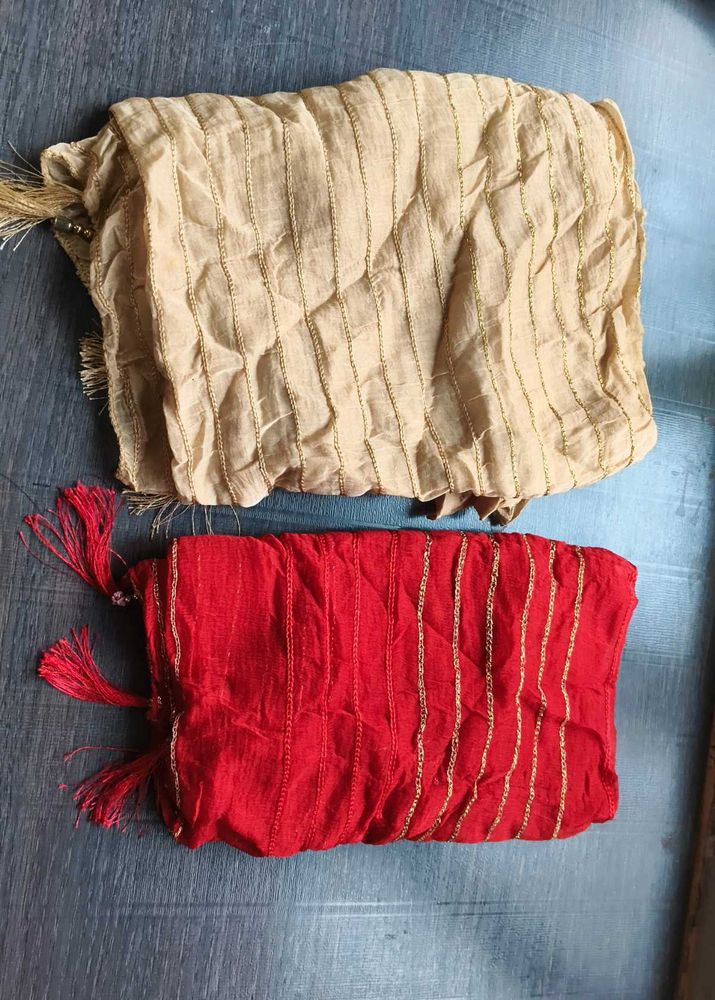 Stylish Dupatta Set - Red and Beige
