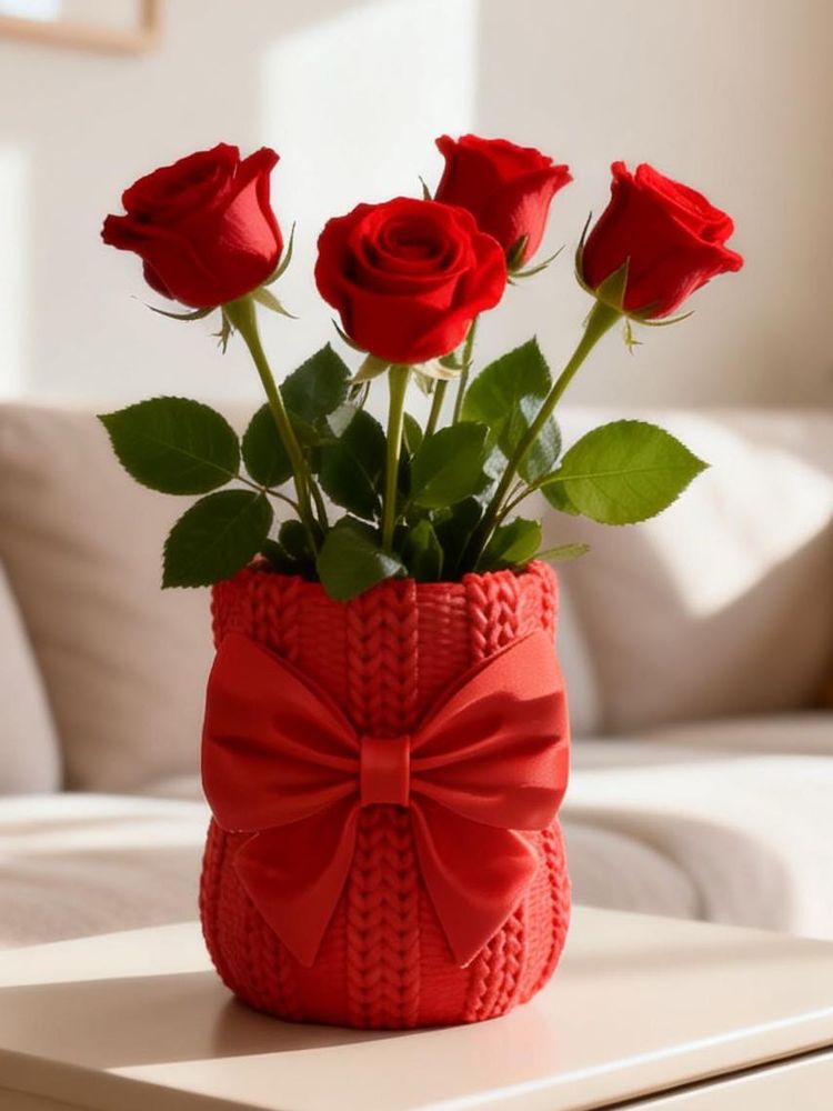 Red Knitted Vase