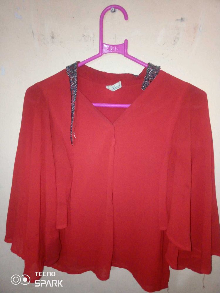 Chic Red Cape Top