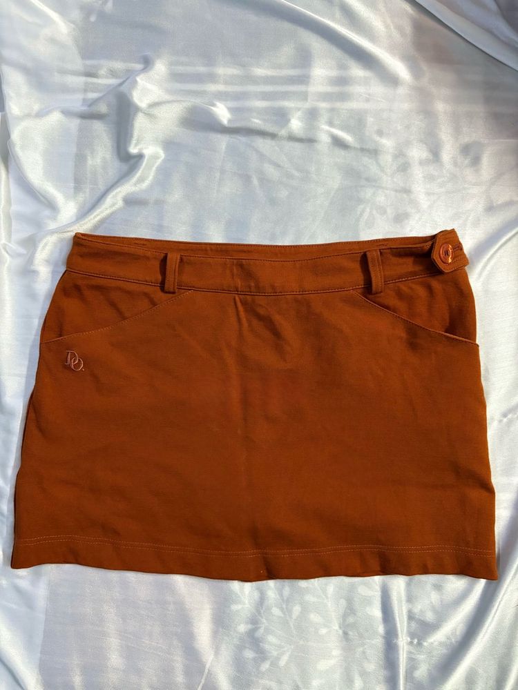 Chic Orange Mini Skort (Skirt+ Shorts)