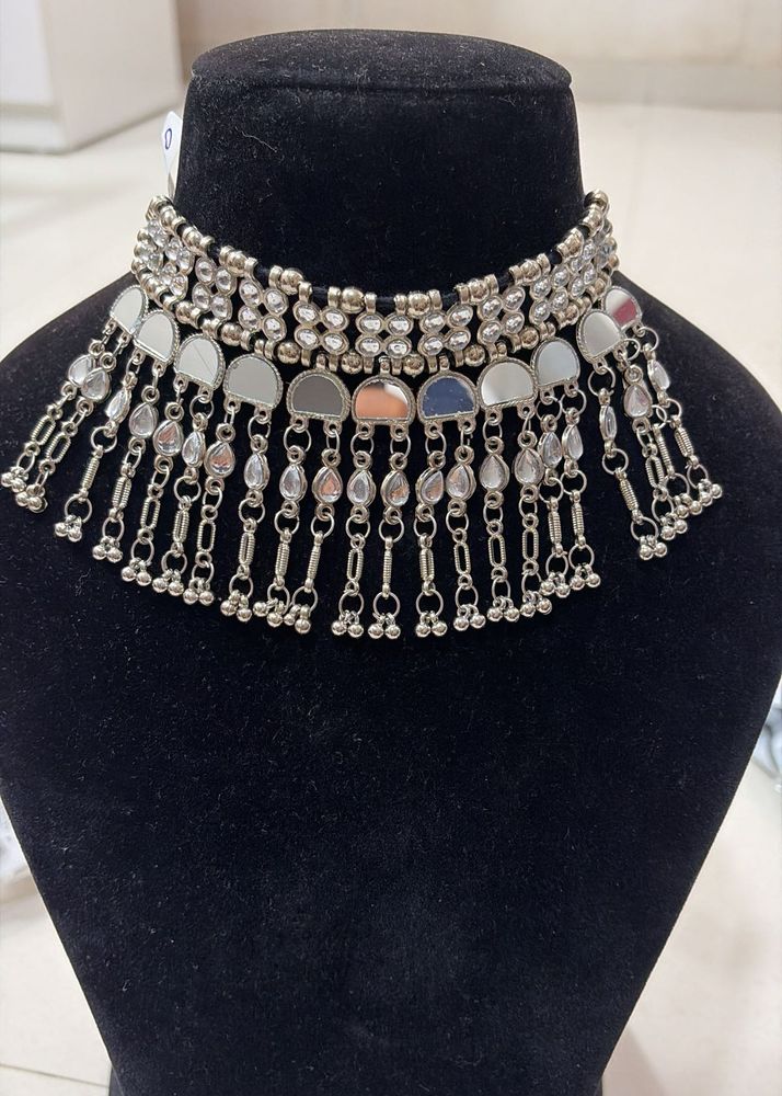 Bohemian Oxidized Silver Choker Necklace