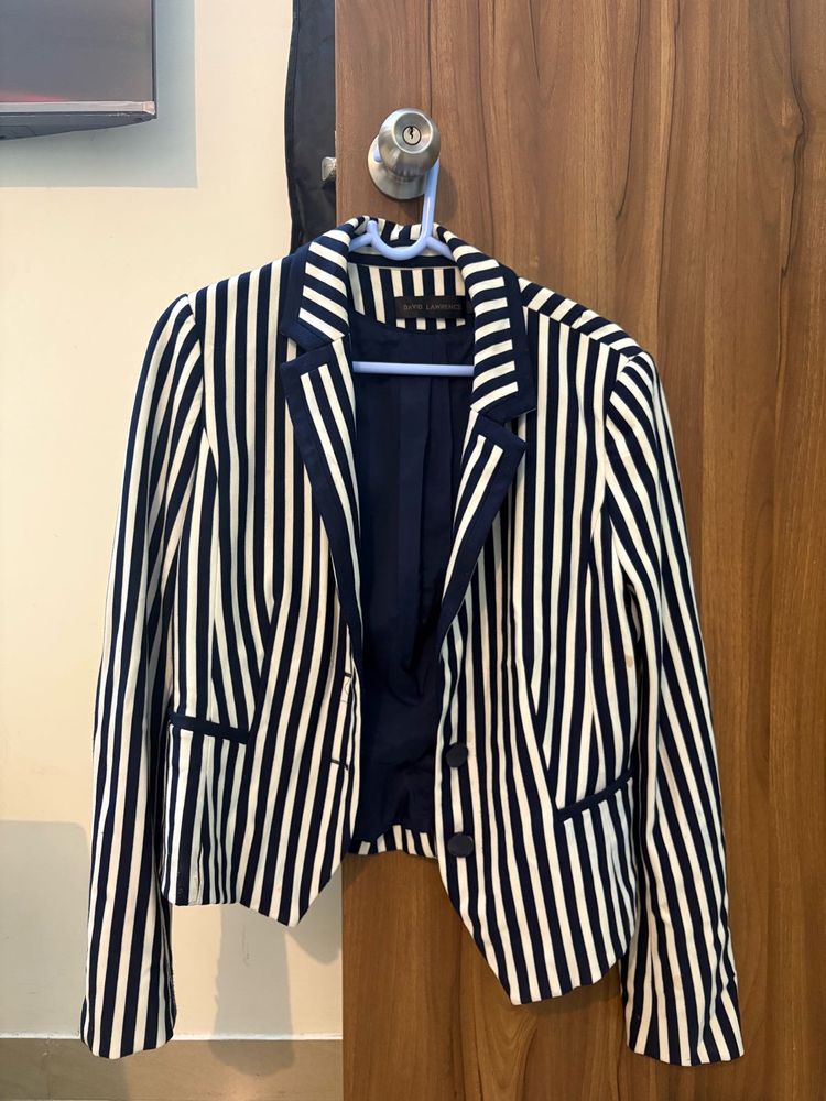 Striped Navy and White Blazer