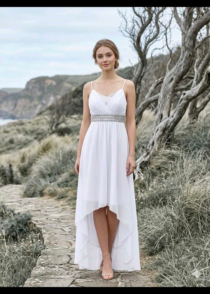 Elegant White High-Low Dress