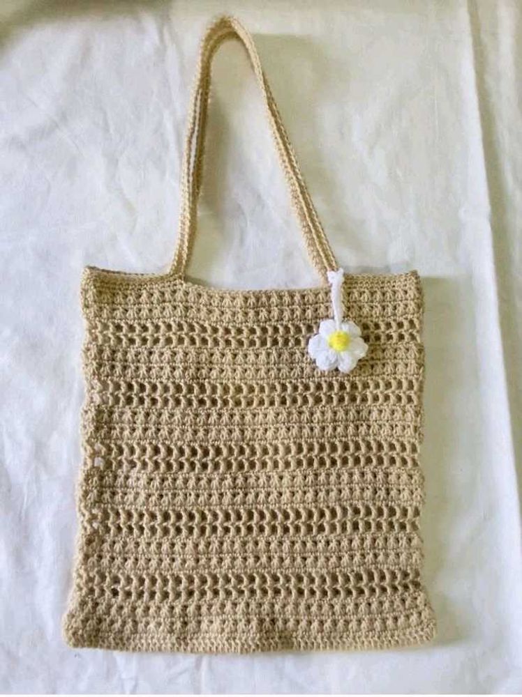 Crochet Tote Bag with Flower Detail
