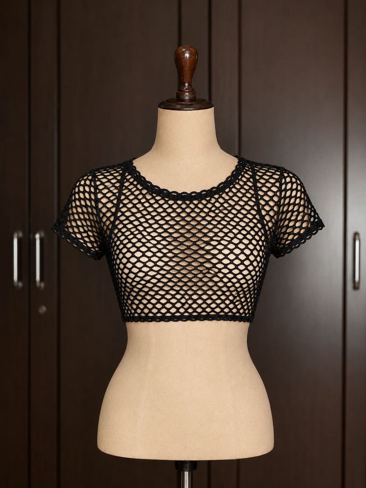 Shein Sheer Fishnet Cropped Top