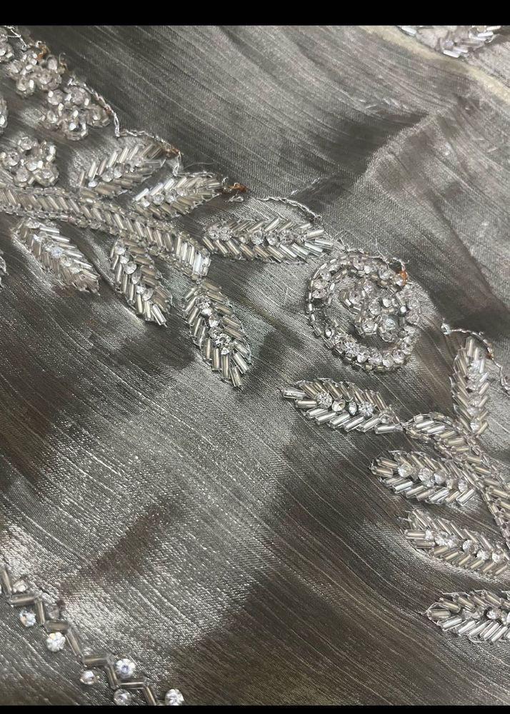 Embellished Grey Saree