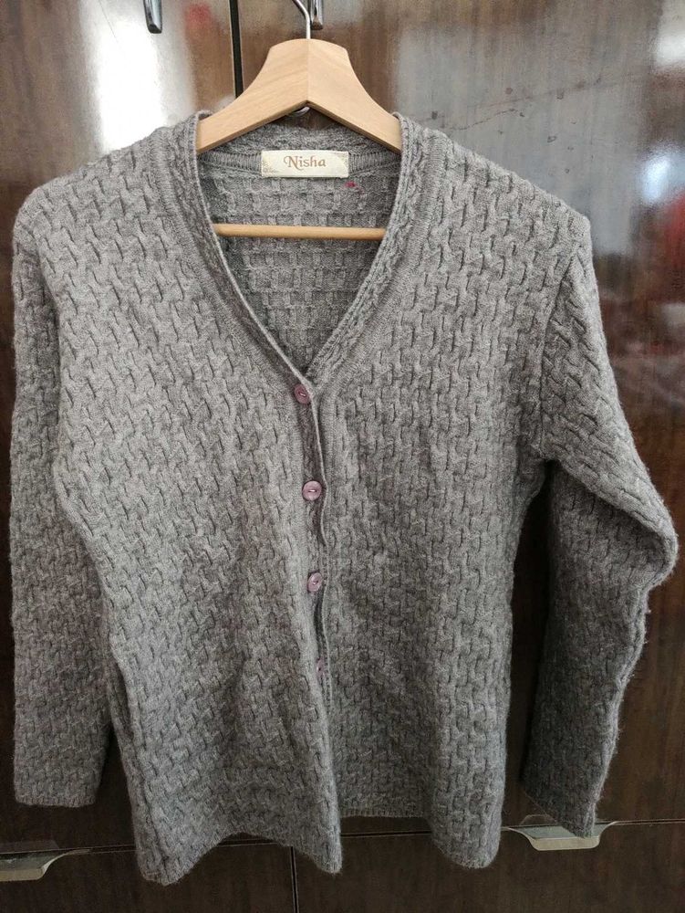 Gray Knit Cardigan for Women