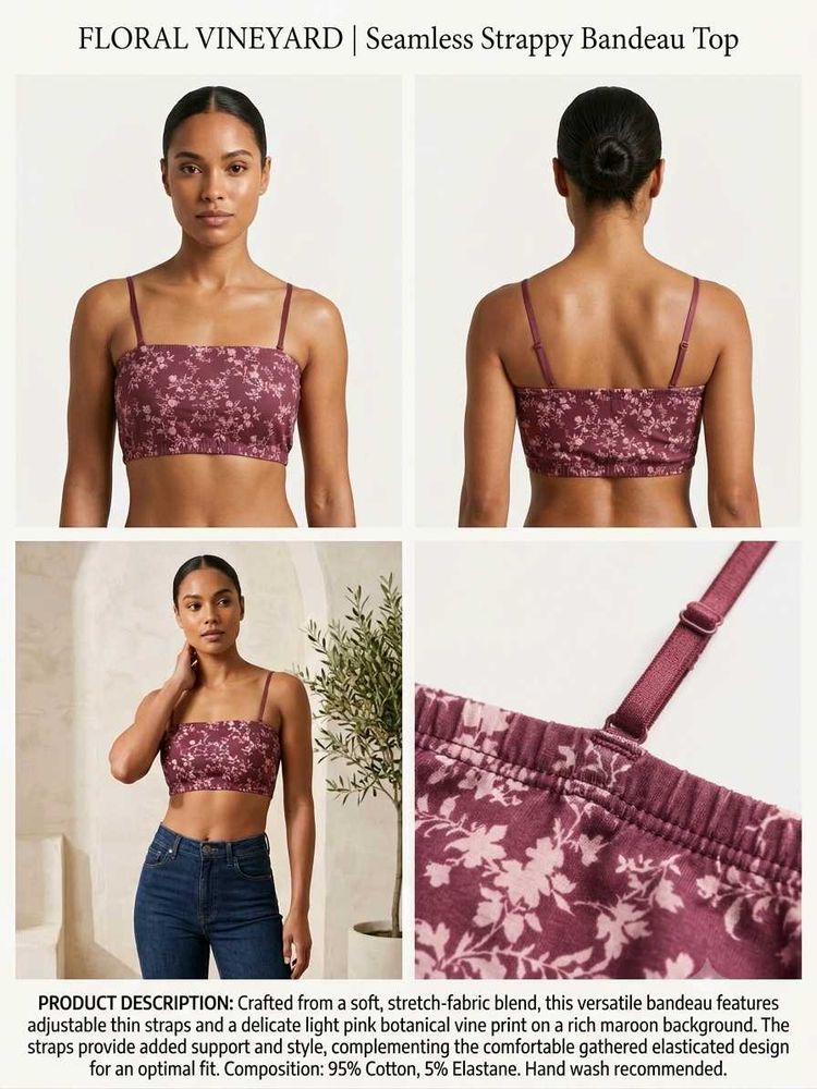 Floral Vineyard Strappy Bandeau Top