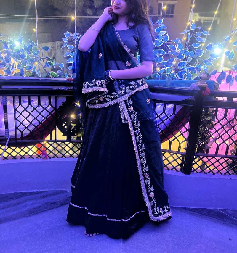 Elegant Dark Blue Lehenga Choli Set