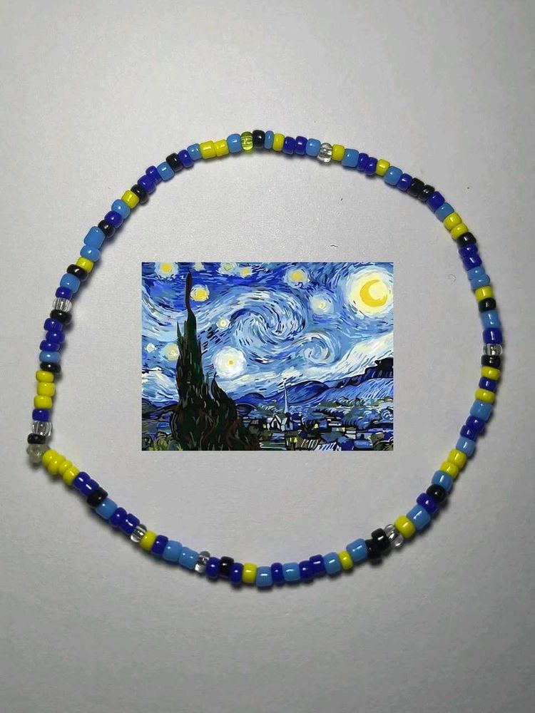 Van Gogh Starry Night Beaded Necklace
