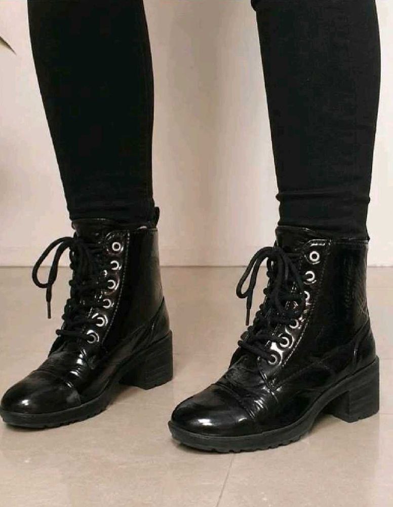 Black Lace-Up Combat Boots