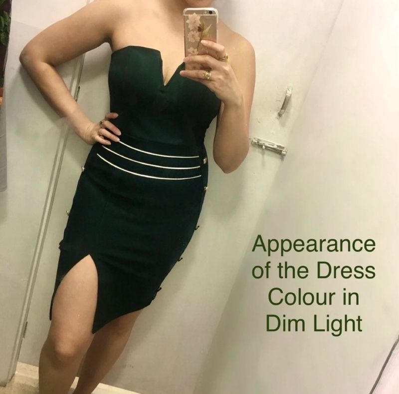 Emerald Green V-Neck Bodycon Dress