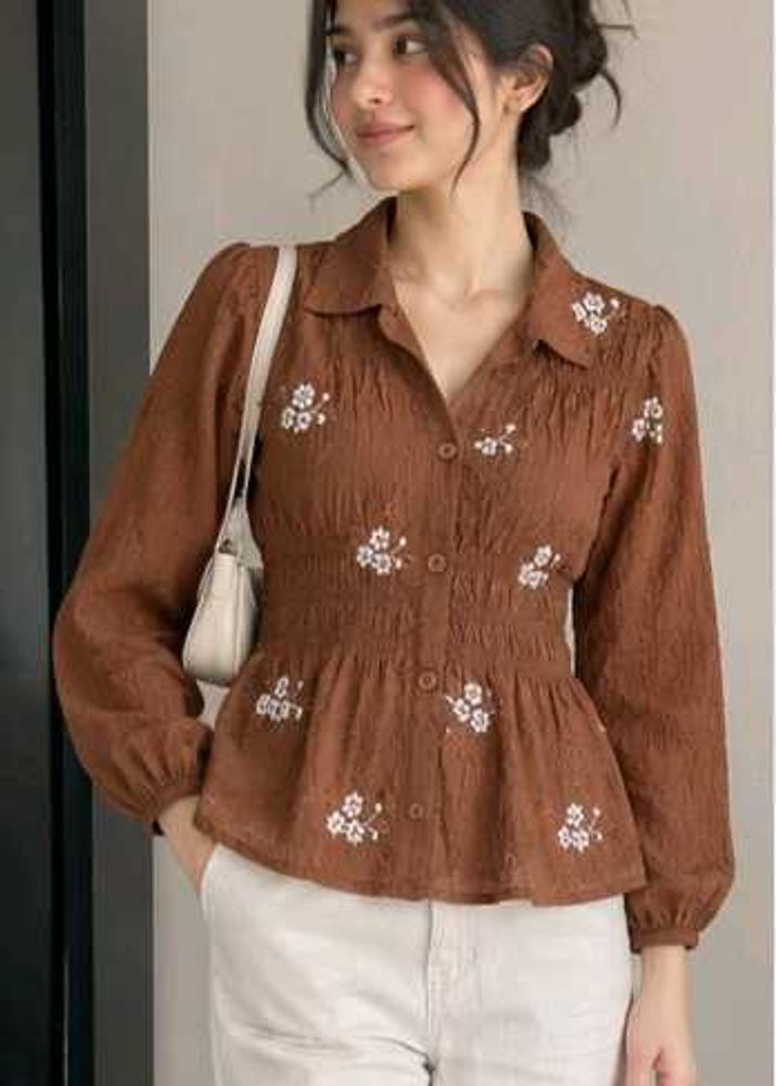 Brown Top peplum