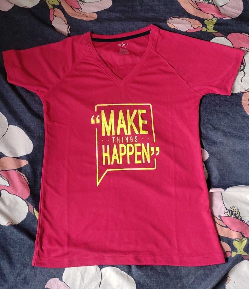 Women Red 'Make Things Happen' Tee