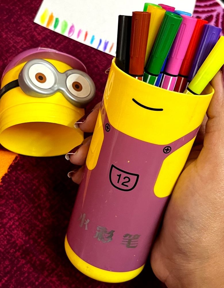 Sketch Pens With Minion Box (pack Of 12)🎨🖍️