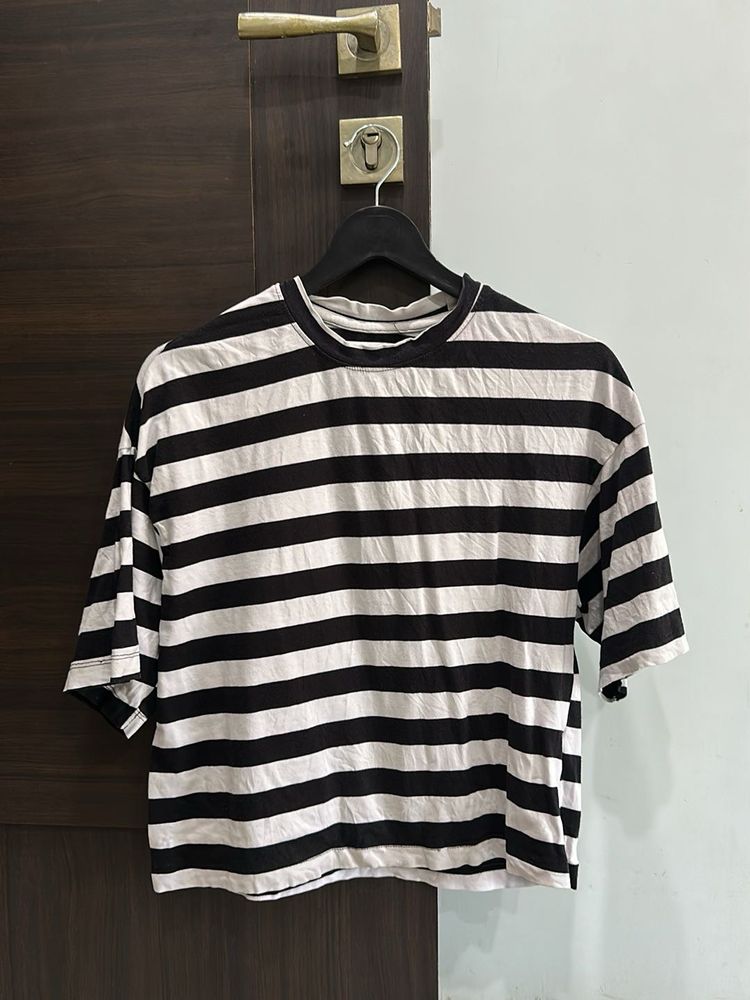 Classic Striped Cropped T-Shirt