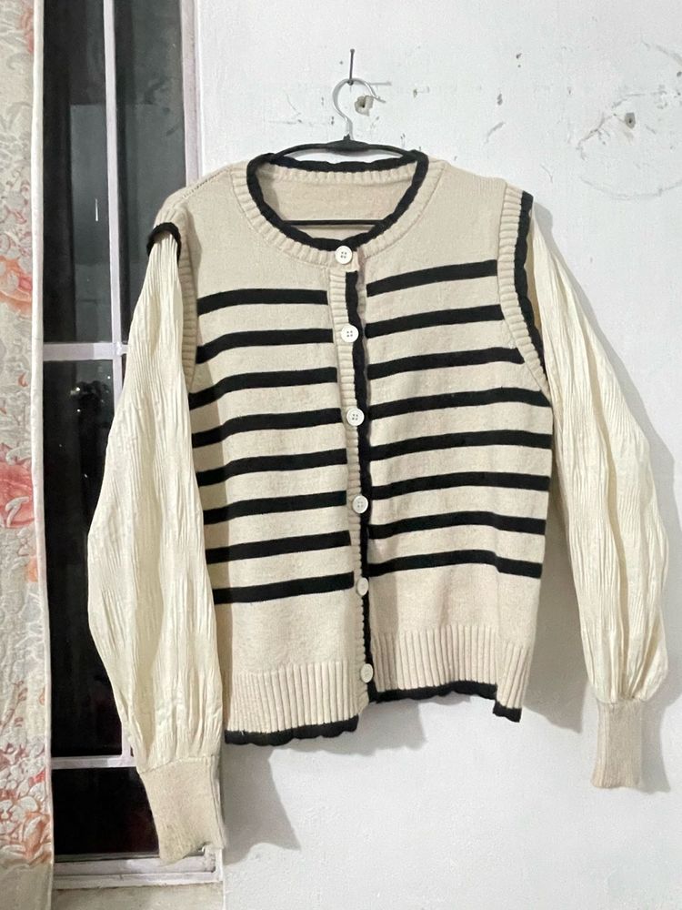 Chic Striped Knit Cardigan