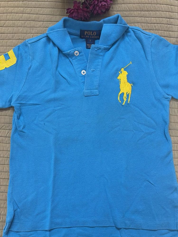 Blue Polo Ralph Lauren T-Shirt with Yellow Logo