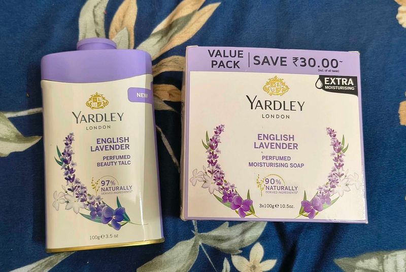 🆕 Yardley English Lavender Perfumed Talc &amp; 3 Soap