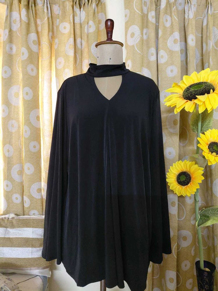 Chic Black High Neck Cutout Top