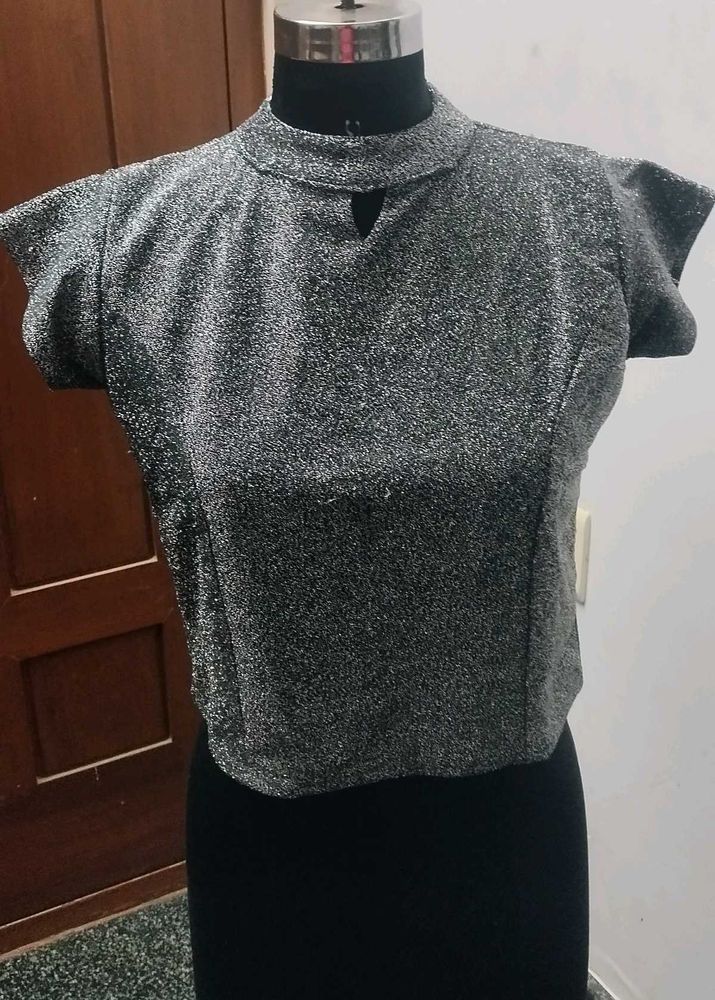 Sparkling Silver Crop Top