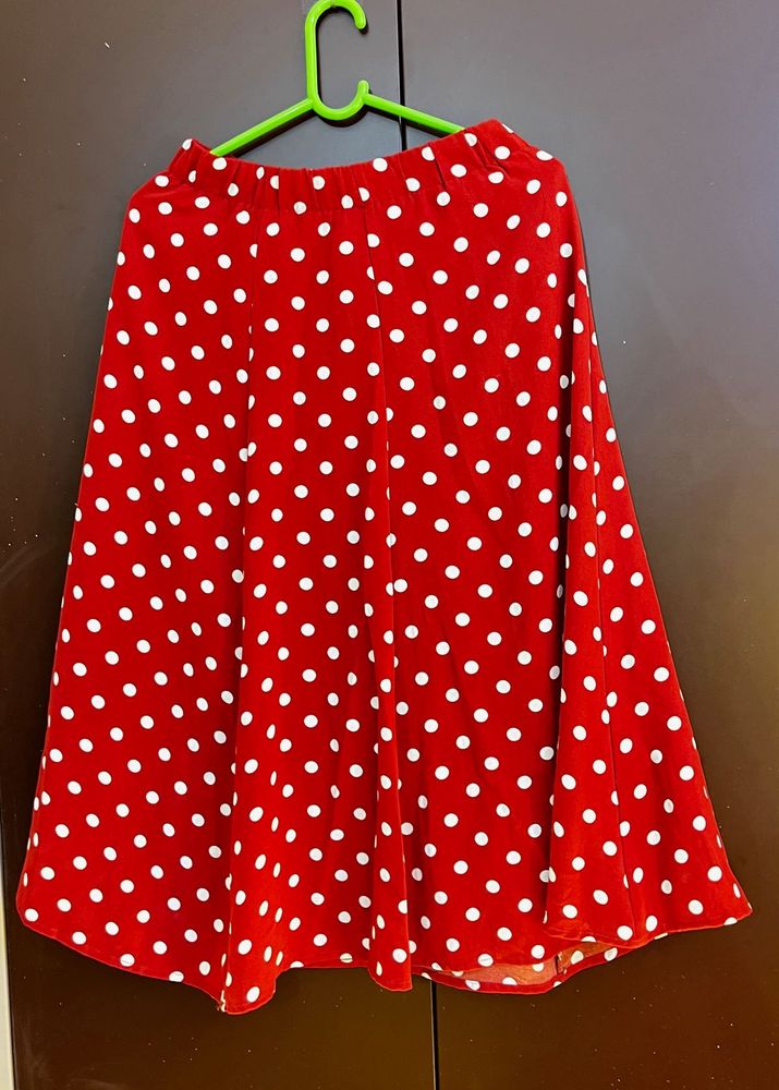 Red Polka Dot Midi Skirt