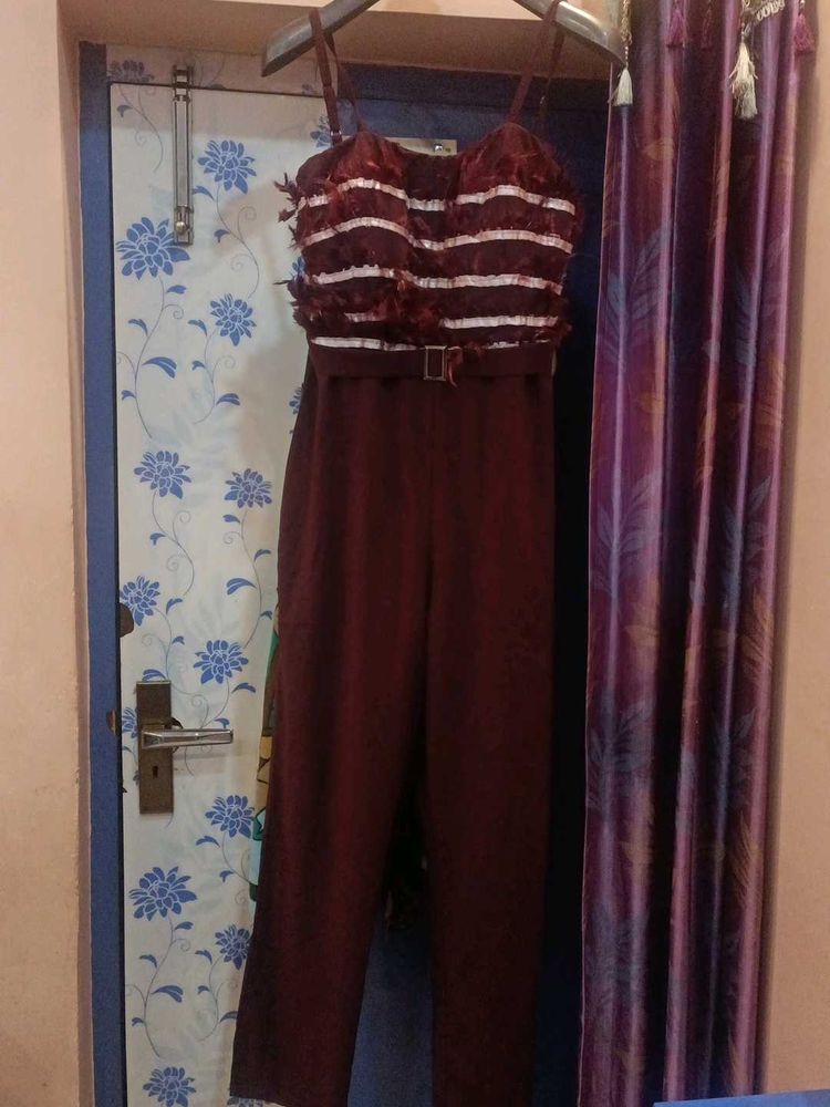 Feather Stylish Maroon Jumpsuit