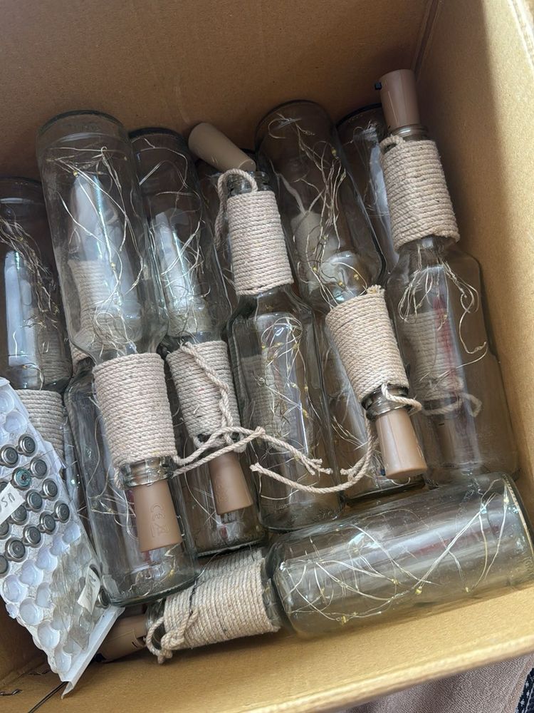 15 Glass bottles with Fairy lights