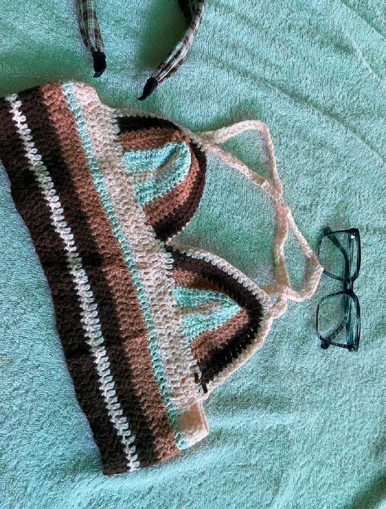 Boho Striped Crochet Bikini Top
