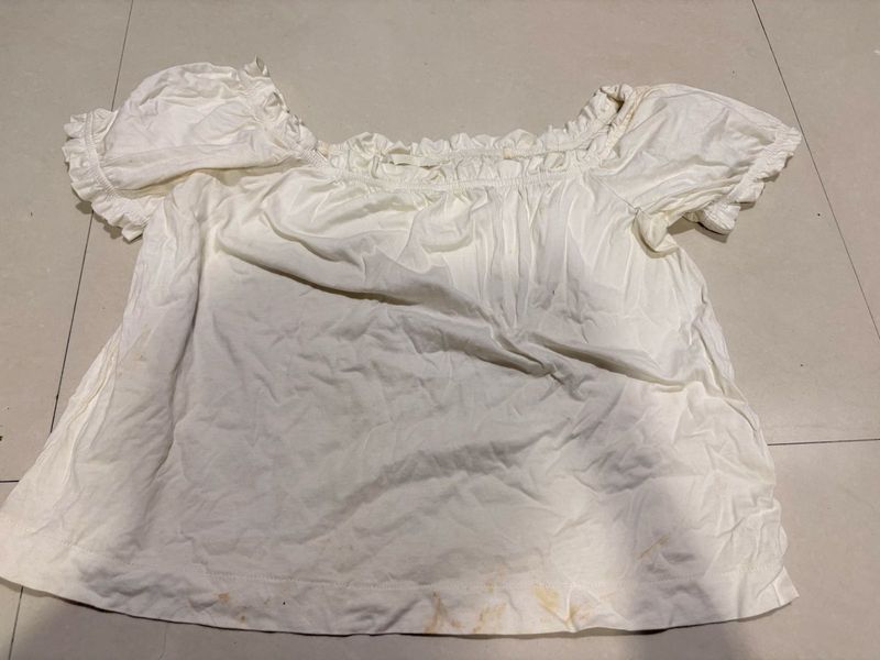 White Off-Shoulder Puff Sleeve Top