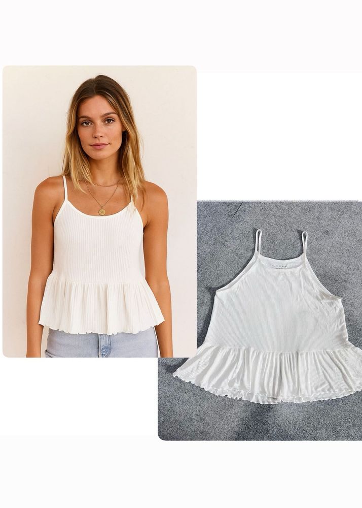 White Peplum Tank Top