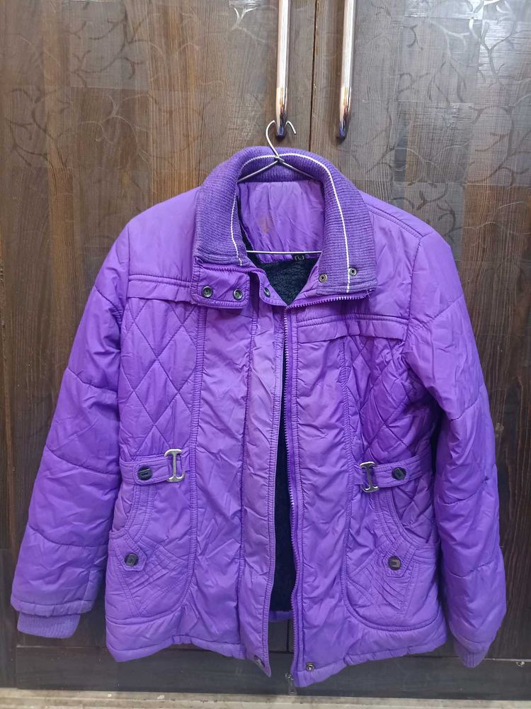 Purple Quilted Puffer Jacket