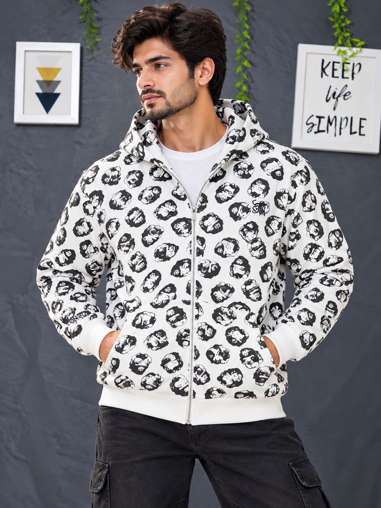 Stylish Printed Zip-Up Hoodie