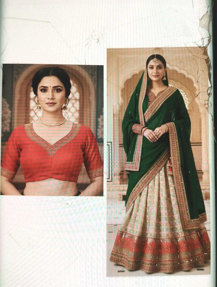 Elegan lahenga style saree Set with red colour rea