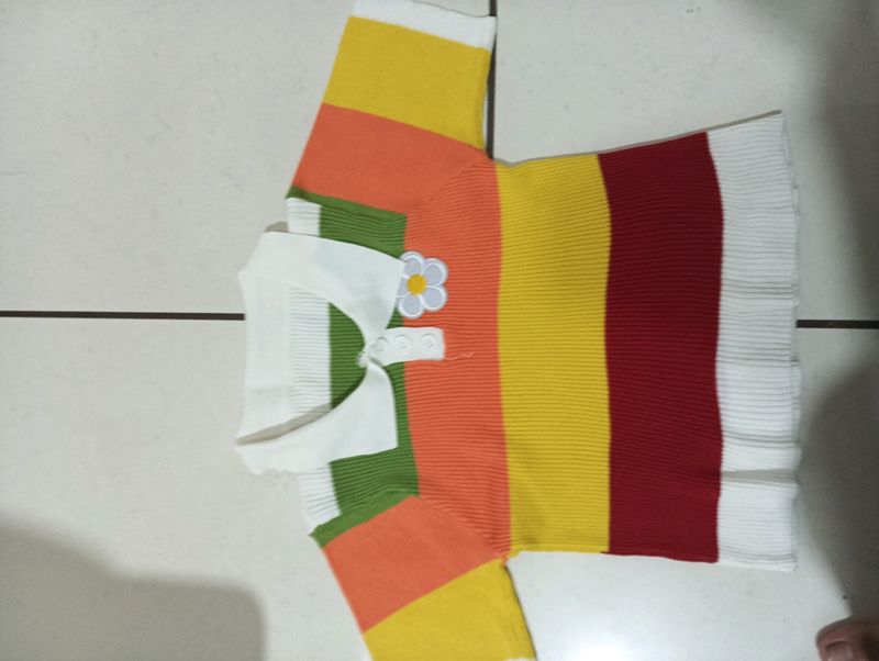 Striped Flower Accent Sweater