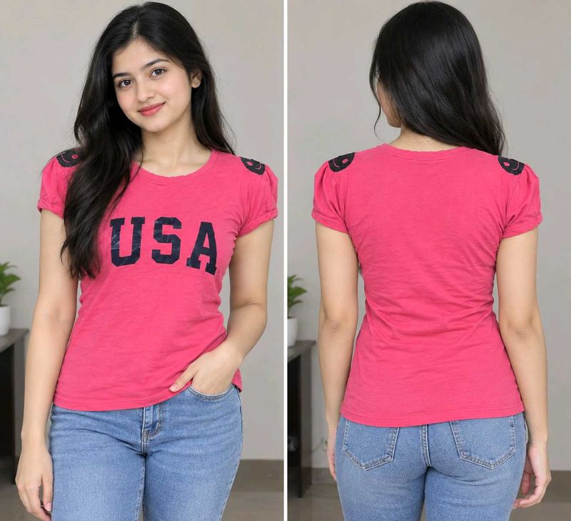 Pink USA Graphic T-Shirt
