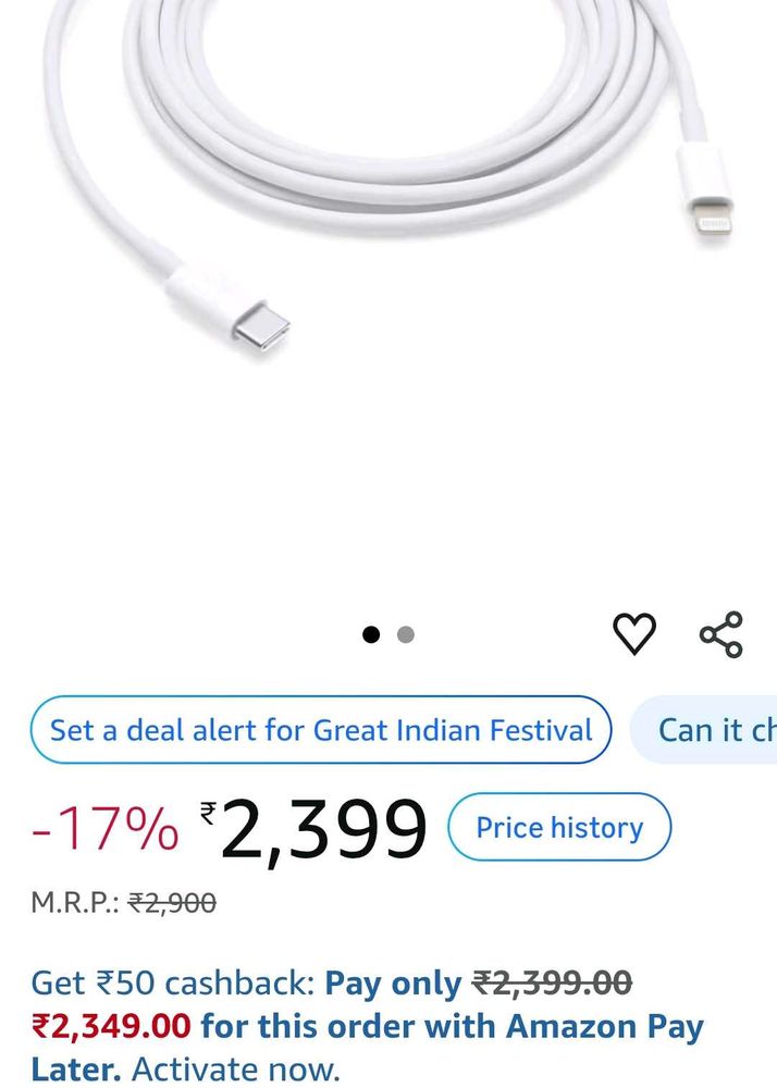 apple USB-C to Lightning Cable
