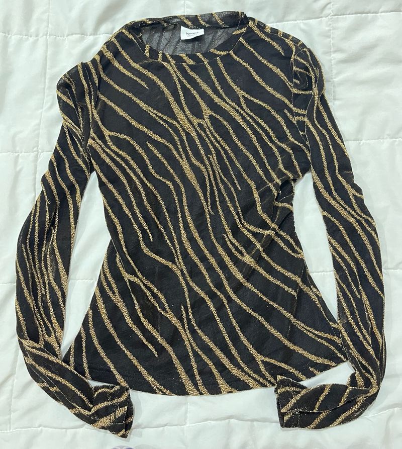 Sheer Animal Print Long Sleeve Top