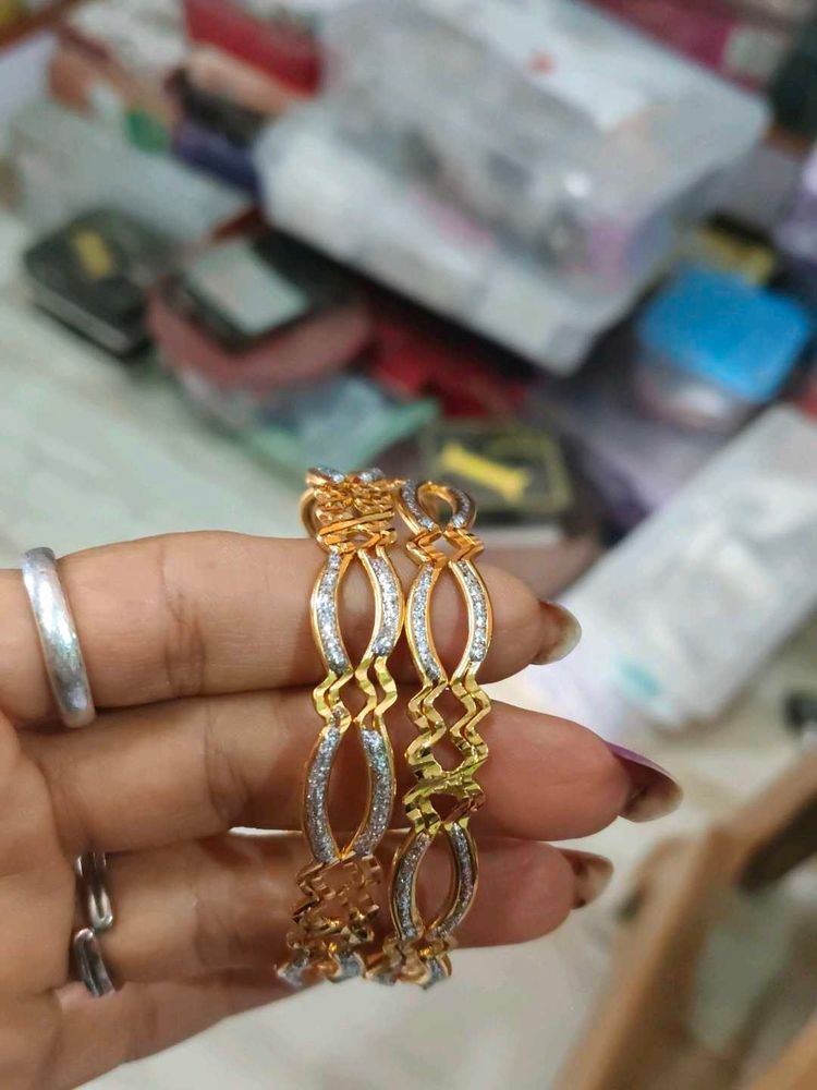 Elegant Gold &amp; Diamond Bangles